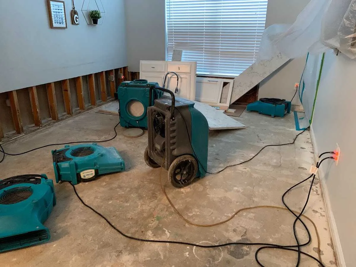 Dehumidifier in flood-cut room for Water Extraction & Removal in West Modesto